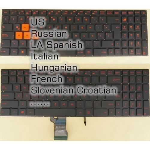US Russian LA Spanish Italian Hungarian French Slovenian CRO Keyboard For Asus GL702VS GL702VT GL702ZC N502VM NSK-WH8BU Backlit