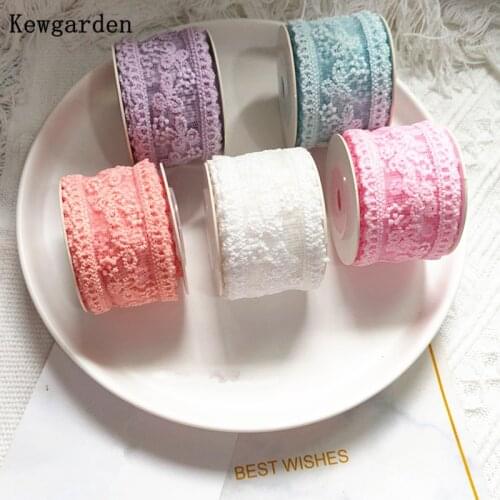 Kewgarden Wholesale 3CM Embroidered Lace DIY Make Bows Hair Accessories Ribbon Handmade Apparel Sewing Decoration 30 Yards