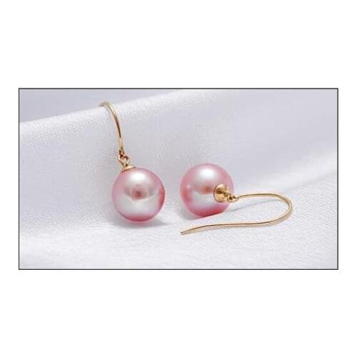 10mm Real Drop Pink south sea Pearls Dangle Earring
