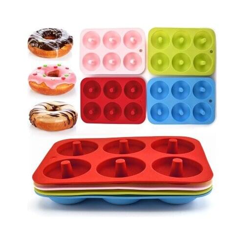 Large-size 6-hole Silicone Doughnut Mold Practical High Temperature Resistant Non-stick Bakeware Baking Mold Cake Baking Tool