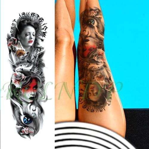 Waterproof Temporary Tattoo Sticker flower letter wolf bule eye tribal girl full arm fake tatoo flash tatto for men women