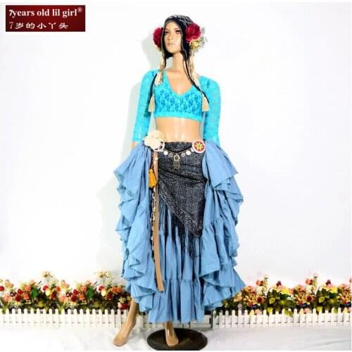 7years Old Lil Girl 2021Iace Belly Dance Top Ats Tribal Choli Iong Sleeve Womens Costume BR01 05