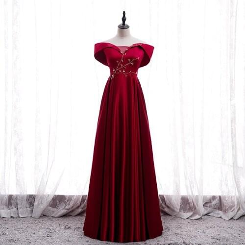 Bespoke Occasion Dresses Vintage V-Neck Short Sequined Beading Luxury Burgundy Backless Satin Women Formal Evening Gown HB237
