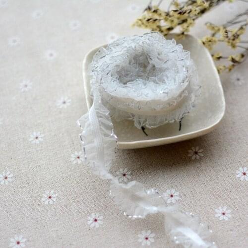 1M Elastic Pleated Silver Tulle Lace Ribbon Sky Blue Lace Fabric Trim Sewing Decorations For Clothes Craft Supplies dentelle YU7