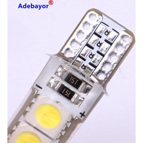 New Car LED 10PCS T10 194 W5W Canbus 6SMD 5050 Silicone shell LED Lights Bulb No Error Led Parking Fog light Auto car-styling