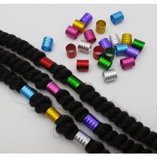 100pcs Multicolour hair dread Braids dreadlock Beads adjustable cuff clip approx 7mm hole