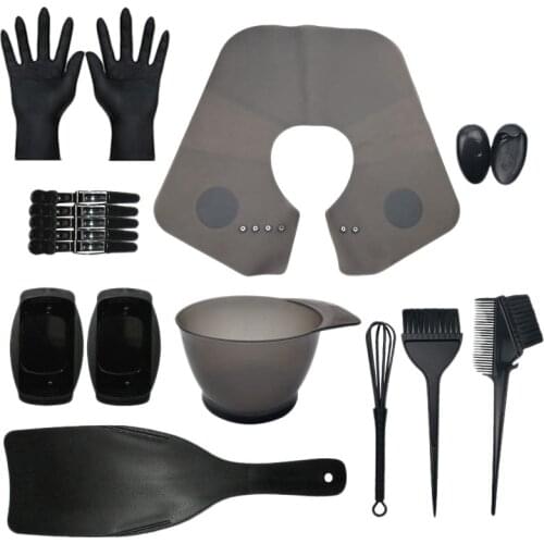 17PCS Salon Hair Color Kit Set Hair Dye Shawl Hairdressing Brushes Bowl Comb Dye Hair Tint Tool