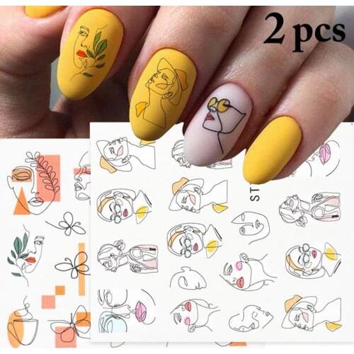 Kapmore 2 Sheets Water Transfer Nail Decal DIY Abstract Nail Sticker Nail Art Decals Graffiti Pattern Nail Art Sticker for Women