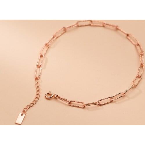 925 Sterling Silver Bracelet On The Leg Oval Rose Gold Color Anklet Ornaments Chain Fashion Foot Jewellery Hypoallergenic