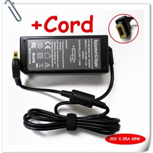 AC Adapter Charger for Lenovo Essential G40 G50 B40 Series Rectangle Plug 65w Notebook Power Supply Cord