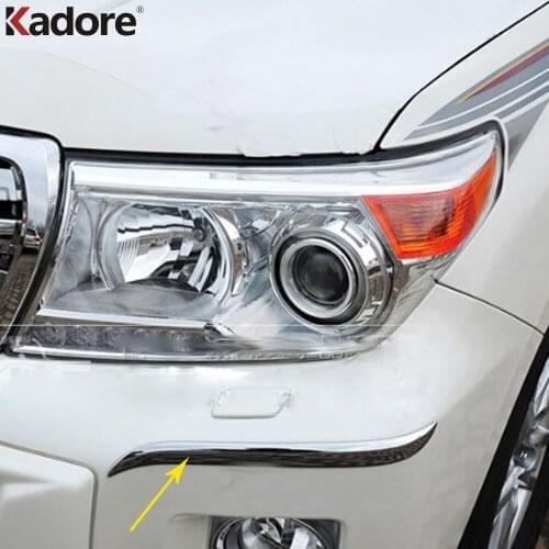 Car Accessories For Toyota Land Cruiser LC200 2013 2014 ABS Chrome Front Foglight Eyelid Eyebrow Trim Cover Fog Lamp Strip