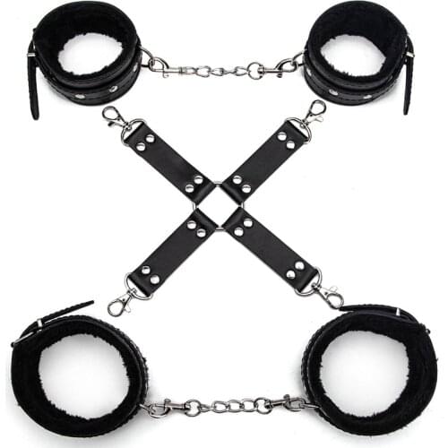 BDSM Adult Game Exotic Sex Products Leather Bondage SM Kit Handcuffs Sex Toys Shackles Female Sex Products