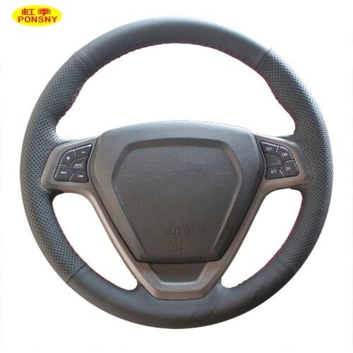 PONSNY Artificial Leather Car Steering Wheel Covers Case for Chery Tiggo 3 2011-2014 Hand-stitched Cover
