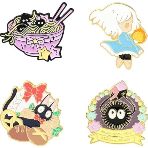 Black Cat Enamel Brooches Cute Girl Lapel Pins Anime Badges For Women Gothic Mini Badges Decorative Pins Large Brooch On Clothes