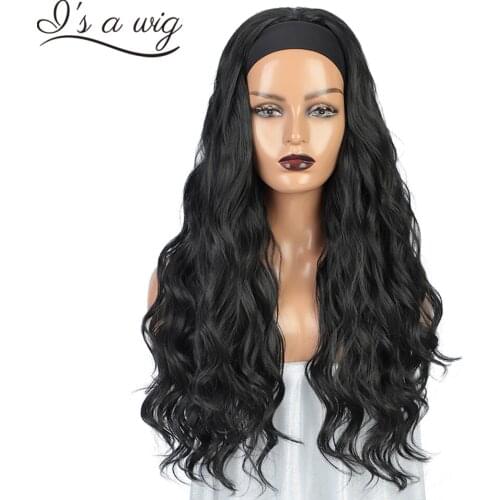 Is a wig Long Water Wave Headband Black Wig Synthetic Wigs for Women Natural Wave Hair for Daily Use