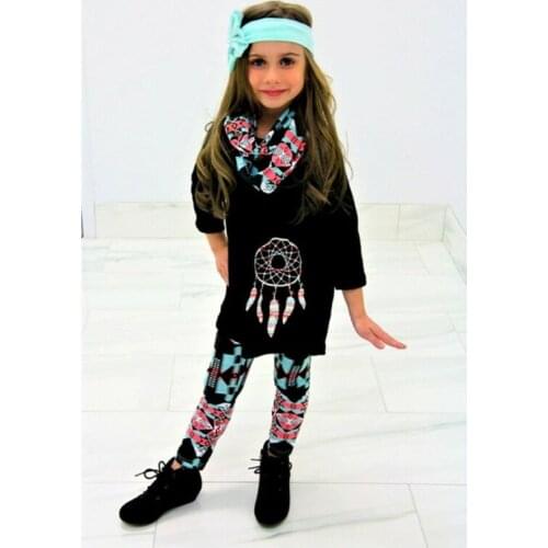 Imcute 2020 Kids Baby Girls Shirt Top Floral Pants Headband 2pcs Clothes Outfit Set