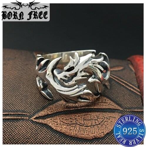 925 sterling silver retro dragon ring men bijoux en argent 925 joyas anillos fashion jewelry vintage ethnic rings hot sale 2018
