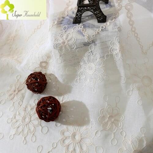 Korean Imitation Linen White Tulle Window Curtains for Living Room Embroidered Voile Curtains for Bedroom Sheer Curtains Drapes