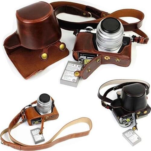 Long Focus Digital Camera Leather Case Cover for Olympus OM-D OMD EM10 II E-M10 MarkII (14-42mm Lens) Charging Directly Case