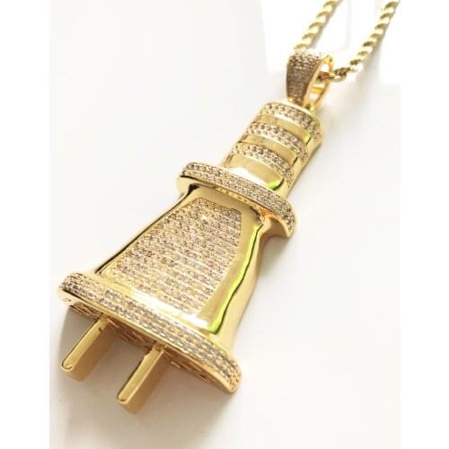 Cool plug pendant Bling bling wholesale jewelry for men