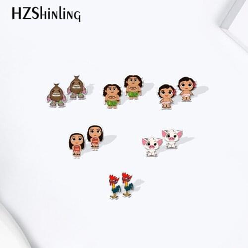 Moana pocahontas Acrylic Stud Earrings Resin Epoxy Ear Jewelry