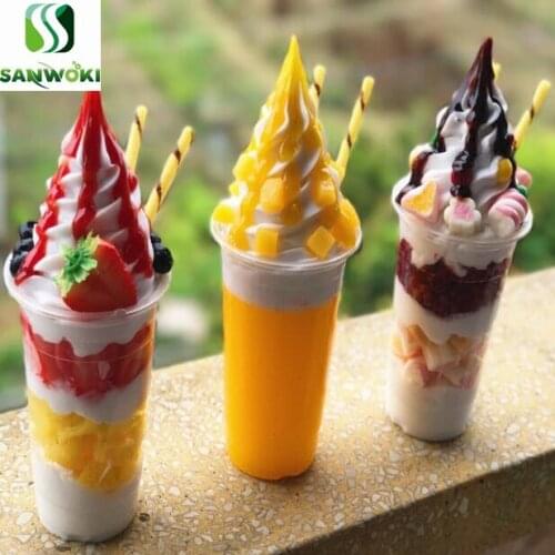 Simulation ice cream model fruit cup model fresh jelly yogurt model fruit ice cream cup Artificial food model dessert sample