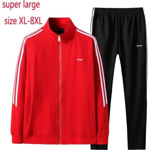 New Arrival Suepr Large Cotton Autumn Men Fashion Casual Print Jacket+pants Hoodie Men Plus Size XL 2XL 3XL 4XL 5XL 6XL 7XL 8XL