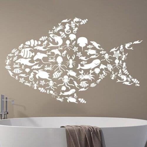 Fish Wall Decal Ocean Asian Style Vinyl Window Stickers Kitchen Living Room Home Decor Art Wallpaper E817