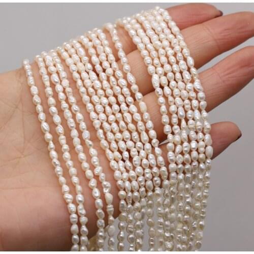 Natural Freshwater Pearl Rice-Shaped Loose Beads 3-4 MM For Jewelry Making DIY Necklace Bracelet Earrings Accessory