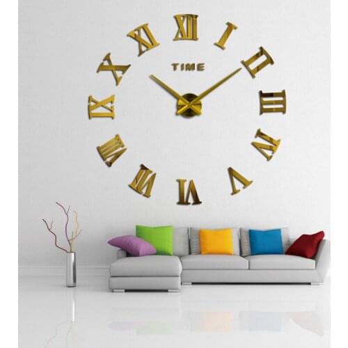 2019 New Large Wall Clock Personalized Big Wall Clock 3D DIY Clock Acrylic Mirror Wall Sticker Quartz Modern Home Decoration