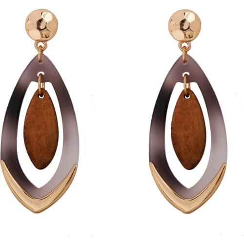 New Arrival Geometry Shaped Wooden Earring Statement Big Drop Earrings Fashion Trend Fine Jewelry Accessories For Women