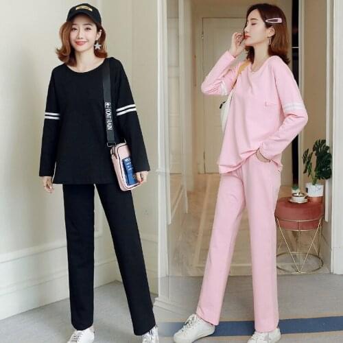 New Fashion Cotton Maternity Set Clothes Casual Spring Autumn Pregnant Tops+pants Suit Pregnancy Clothing Can Breastfeeding