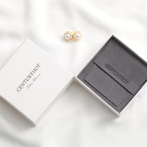 Wholesale 500pcs/lot Custom Logo Printed Jewelry Set Paper Box Suede Envelop Jewelry Pouch Bulk Ring Boxes