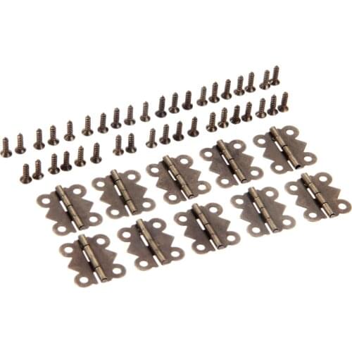 10Pcs Hinges 4 holes Butterfly hinge Antique Bronze Vintage Furniture Hardware Cabinet Cupboard Door Jewelry Wood Box 20mm*17mm