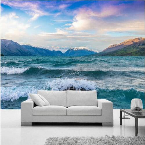 Custom 3D Non-Woven Wallpaper for Walls Snow mountain sea scenery wallpaper Decorative Modern Wallpapers 3d