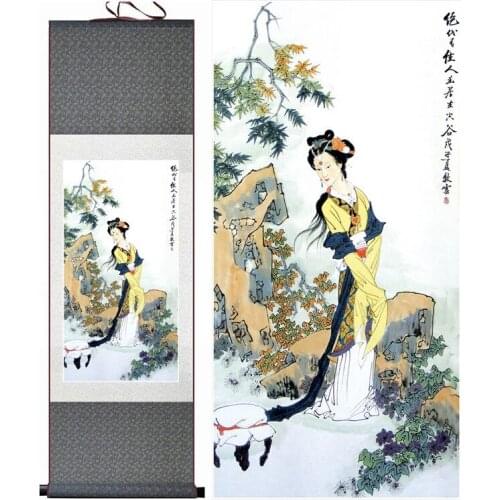 Portrait painting Home Office Decoration Chinese scroll painting women art painting pretty girl painting