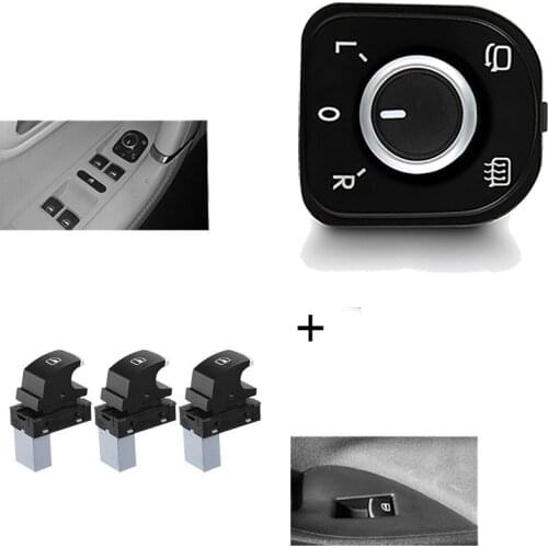 Passenger Side+ Chrome Side Mirror Switch Knob FOR VW Golf Jetta MK5 MK6 Passat CC B6 B7 Tiguan Eos SHARAN 5ND959565A 5ND959855