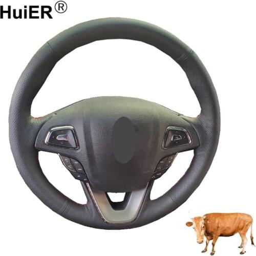 Hand Sew Car Steering Wheel Cover Cow Leather Wrap For Lincoln MKC 2015-2019 MKZ 2013- 2020 MKZ Hybrid 2013-2019 MKX 2016-2018