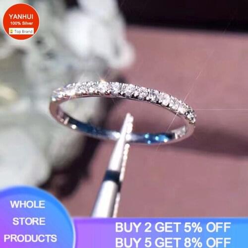 With Certificate 18K White Gold Finger Stackable Silver Rings For Women And Girl Sterling Silver 925 Ring Fine Jewelry Gifts