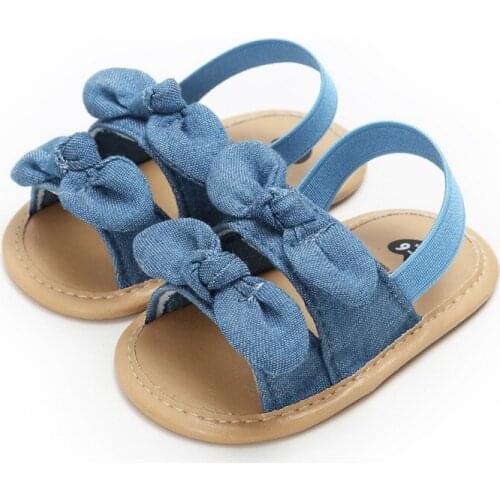 Baby Sandals Shoes Summer Toddler Plaid Breathable Princess Anti-Slip Bow Beach Shoes Childrens Sandals