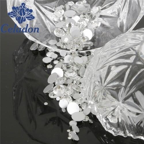 Factory Price 1.3-8.0mm Clear Crystal White Rhinestones Silver Flatback Stones Glitter Gems DIY Nail Art Phone Case Decorations