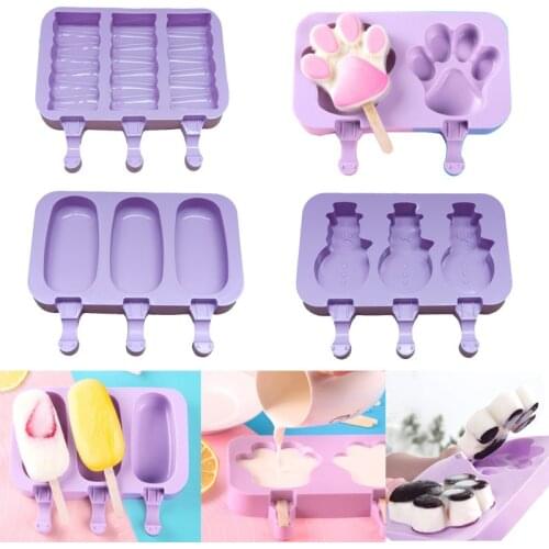 Silicone Ice Cream Mold Popsicle Molds DIY Homemade Dessert Freezer Fruit Juice Ice Pop Maker Mould with 50 Sticks