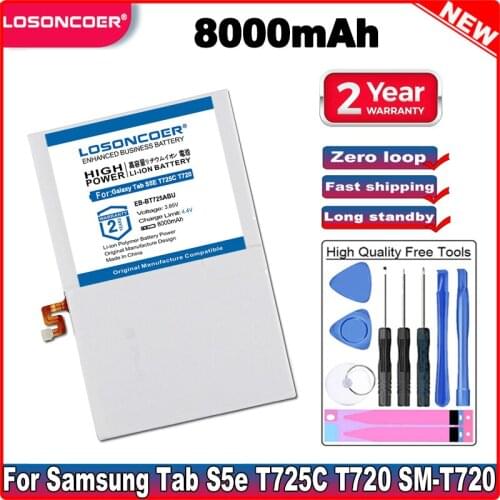 LOSONCOER Replacement Battery EB-BT725ABU 8000mAh Batteries For Samsung Galaxy Tab S5e T725C T720 SM-T720 SM-T725 Tablet Battery