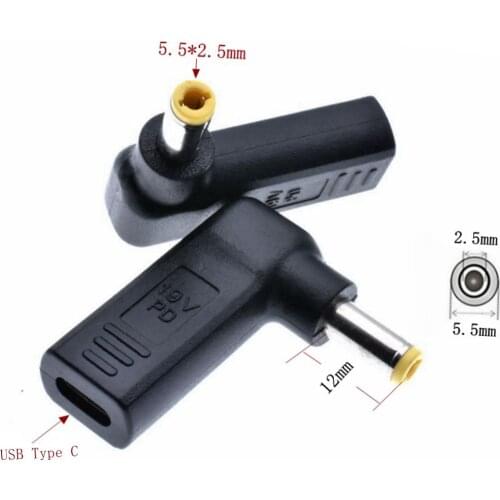 90 degree USB 3.1 USB-C Type-C bus to 5.5*2.5/5.5*2.1mm DC power supply plug converter bus with PD simulation trigger