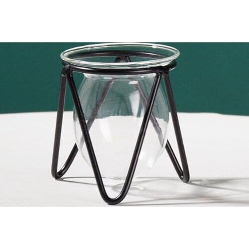 Bud Vase Hydroponic Plant With Metal Frame Flowerpot Kitchen For Home Office Desktop Art Decor Glass Propagation Station