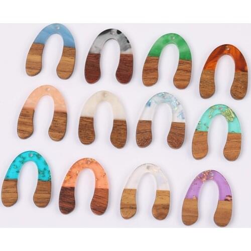 WHSOK 50Pcs 24*28MM DIY Making/Natural Wood Resin/Pendant For Necklace/Hand Made/Earring Findings/Jewelry Findings Components