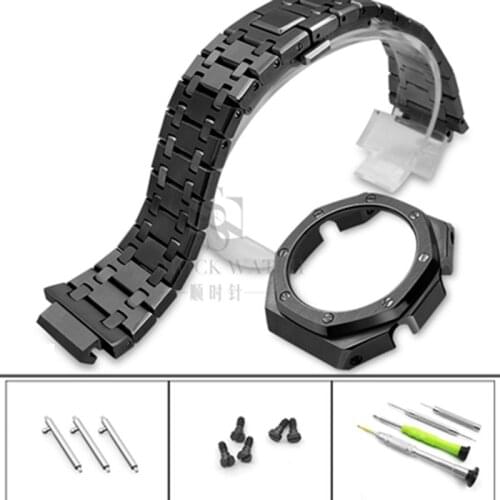 Stainless Steel Protector Bezel For Casio G-shock GA2100 GA-2100-1A Frame Bumper GA-2100 Strap Wristband Watch Band Accessories