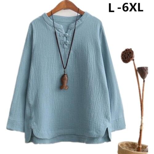 Blouse feminina 2020 Spring Autumn cotton linen shirt ladies Long Sleeve Casual Blouse Plus Size S- 5XL 6XL women Casual Style C