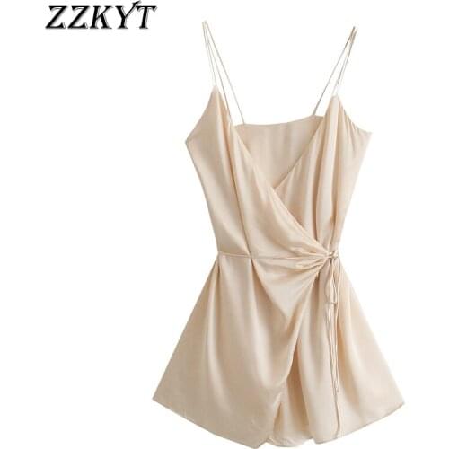 ZZKYT 2021 Women Summer Vintage Solid Bow Tie Sashes Mini Dress Fashion Sexy V Neck Sleeveless Backless Female Party Dresses