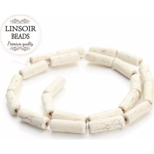 1 strand/lot 0.6cm*1.7cm White Tube Loose Spacer Seed Beads Semi Precious Stone Created Beads DIY Jewelry F1307